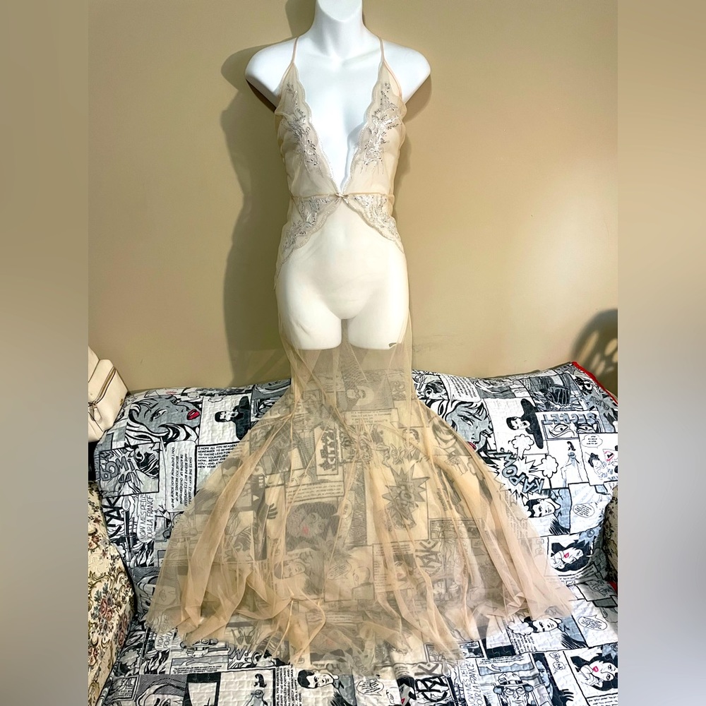 Victoria Secret lace embroidered Nude night gown
